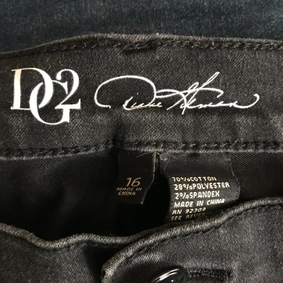 FINAL DAY - FINAL PRICE - DG2 Diane Gilman Black Cropped 5-Pocket Jeans Size 16 - Picture 9 of 9
